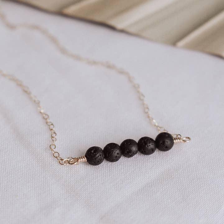 Bar Necklace in Black Lava for wholesale by Eden Rae