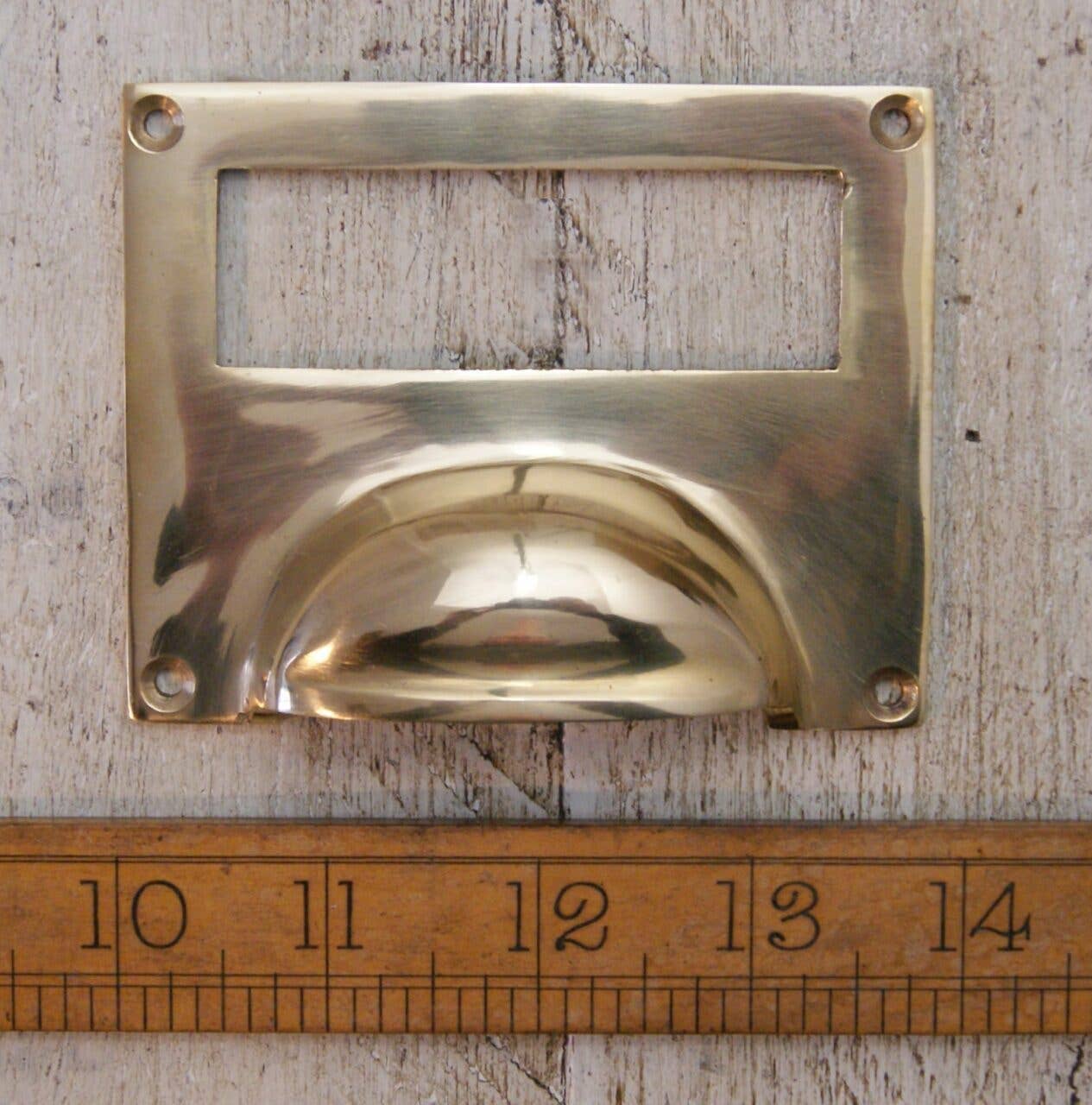 Cottingham Collection - Wholesale Knob/pull - Cup Handle Label Frame Dimple Lipped Solid Brass 100mm TBD0