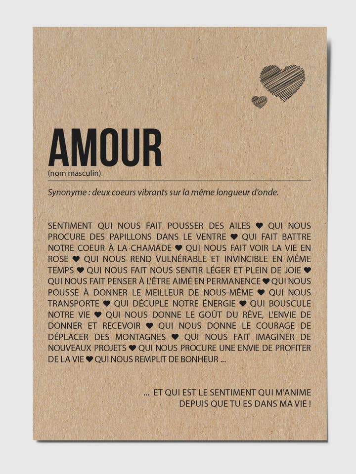 Carte postale définition Amour pour la vente par HappyWeSisters