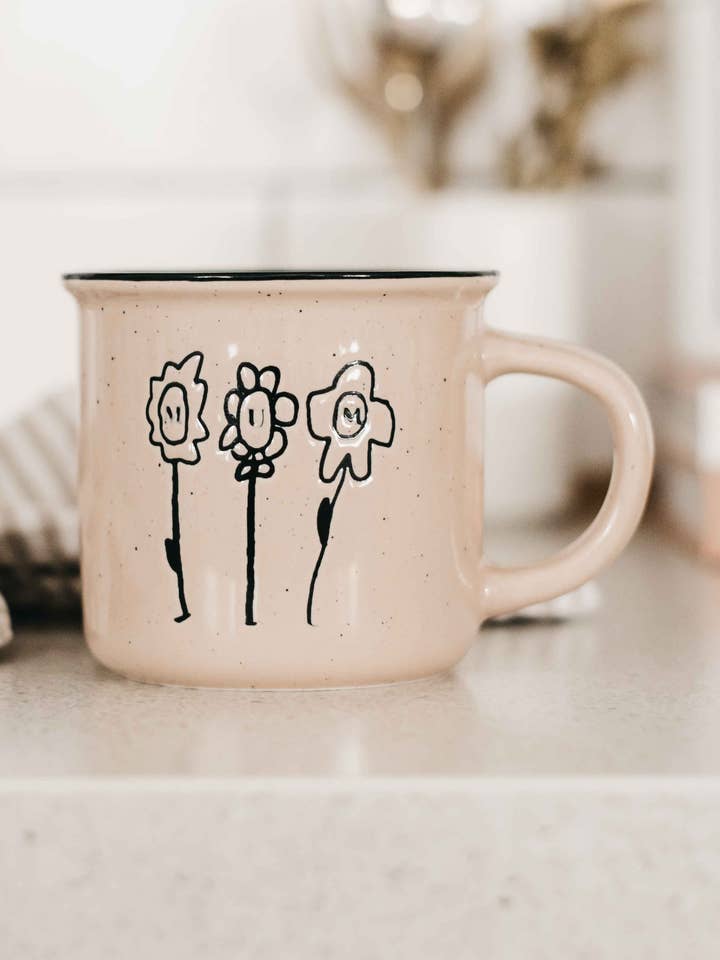 Mug: Mum (Hand drawn flower) for wholesale by Bencer & Hazelnut