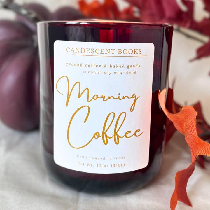 Morning Coffee 12 oz. Wood Wick Candle for wholesale by Candescent Books