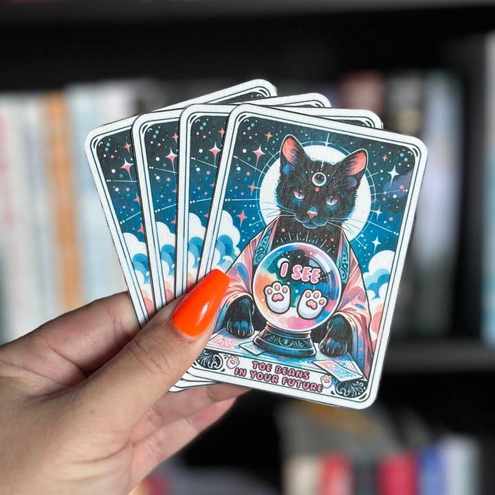 Starrs Books - Venta al por mayor Marcapáginas - Marcador de tarot Toe Beans | Diseño de bola de cristal con forma de gato místico