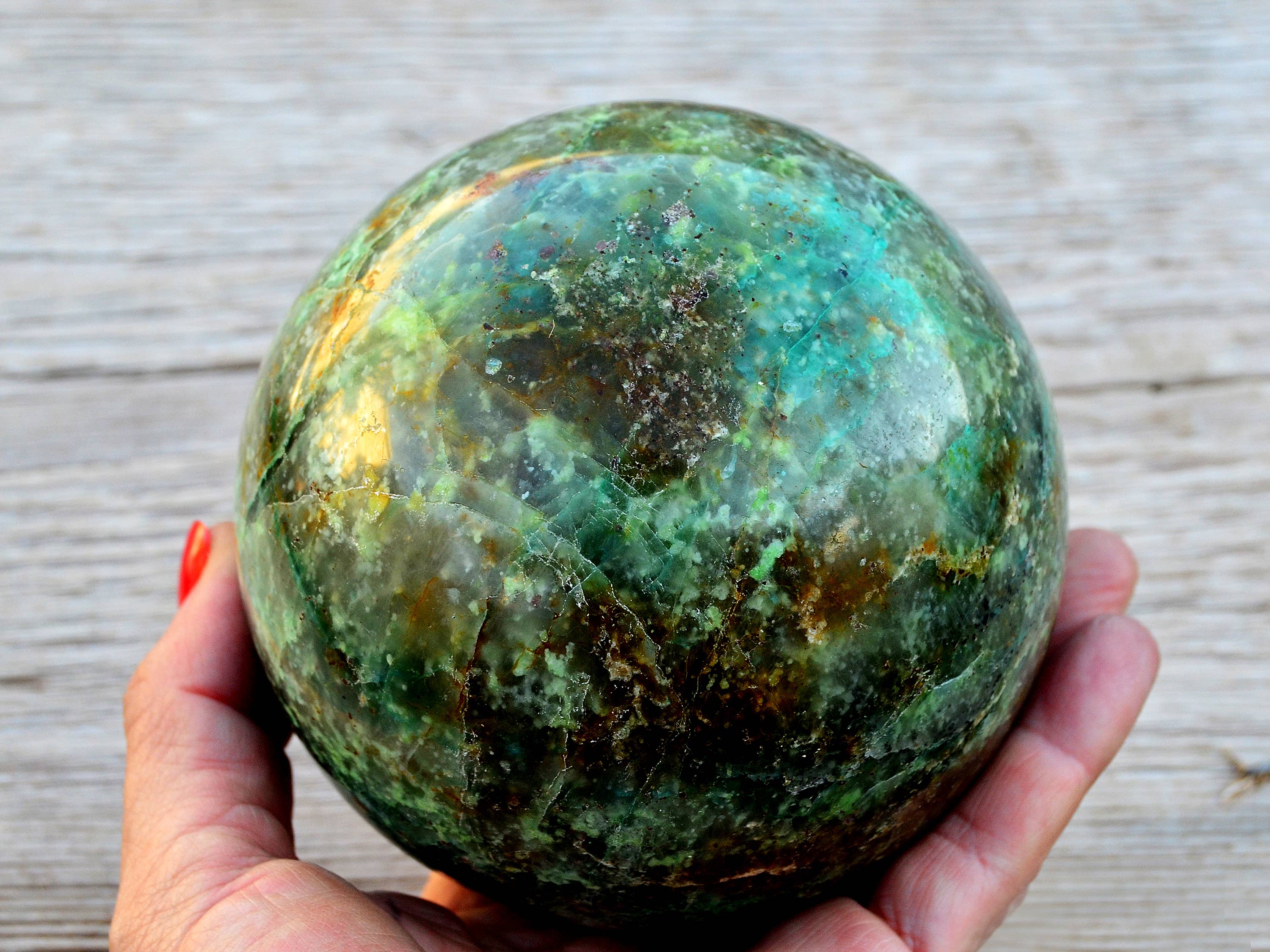 Kaia & Crystals - Wholesale Spiritual Stone/Crystal - XL Chrysocolla Sphere  (65mm - 100mm)1