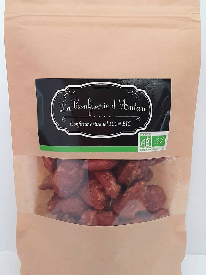 Chouchou caramelized almonds - kraft bag - 135 g - organic for wholesale by La confiserie d'antan 100%bio