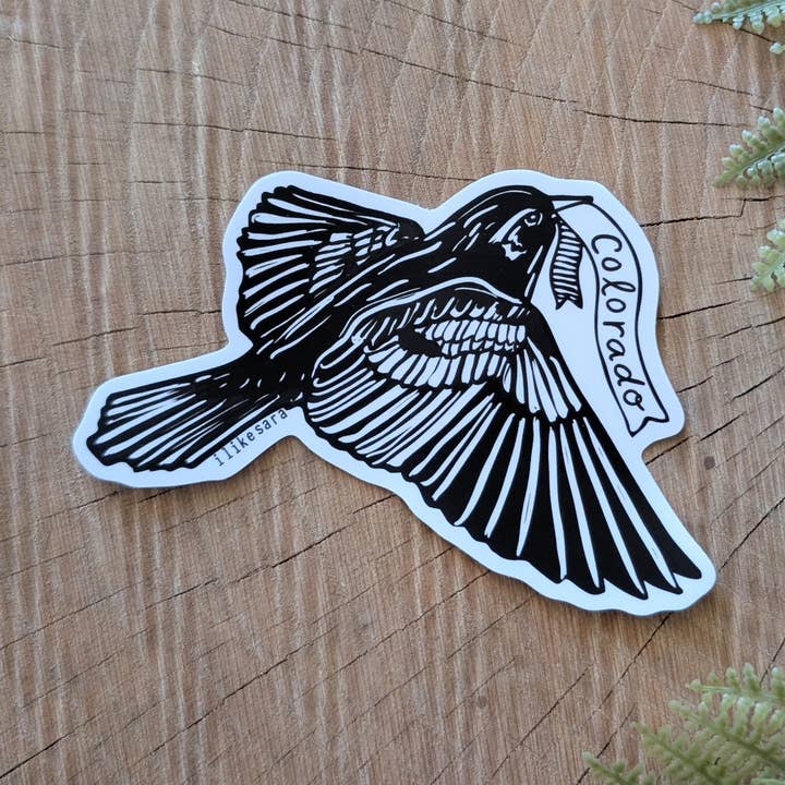 sticker | Colorado lark bunting - waterproof uv-resistant vinyl state bird decal for wholesale by ilikesara | art + goods