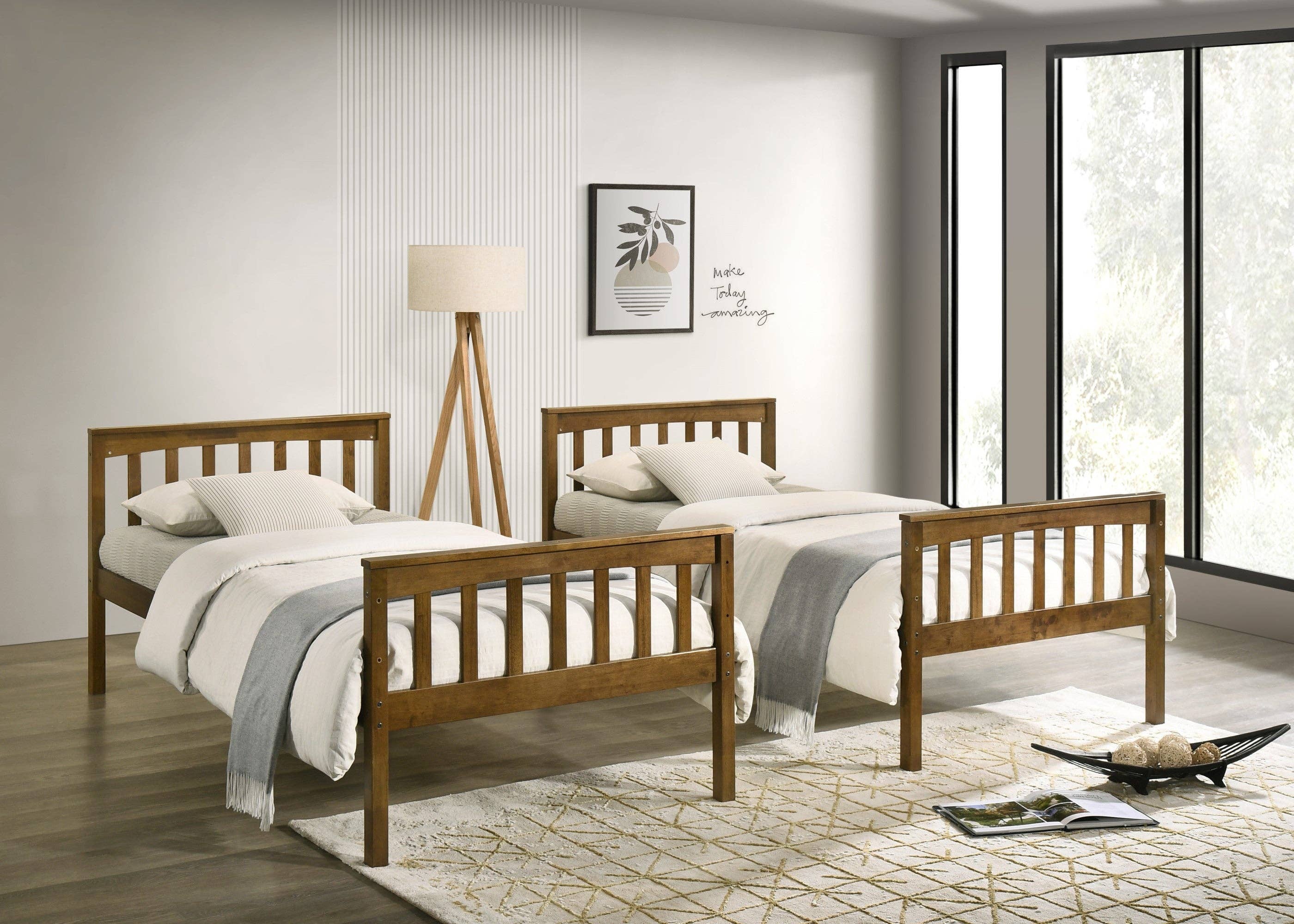 Home Design - Wholesale Bed - Kids & Baby - Home Design Ames Twin Over Twin Solid Wood Standard Bunk Bed Frame14
