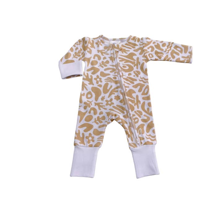 Anchor & Arrow - Wholesale Jumpsuit – Baby - NEW Long Zippy Romper - Sand Abstract5