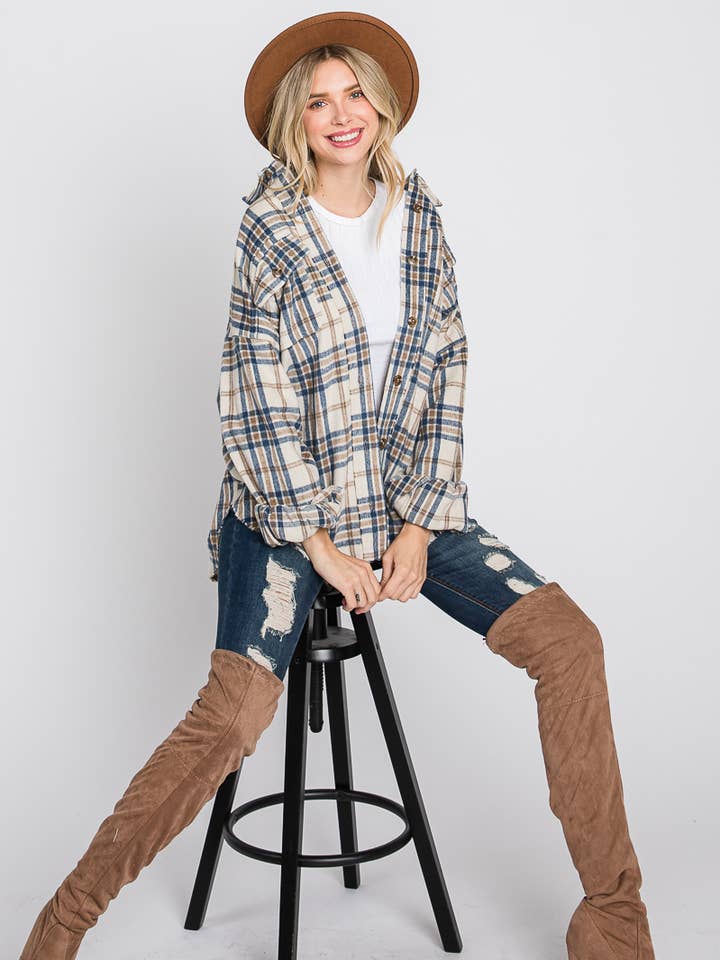 Veste pl1258-Plaid Shacket pour la vente par Vibrato Clothing