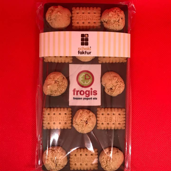 Schokifaktur – wholesale Choklad – Mjölkchoklad med företagslogotyp "Porträttformat" med smörkex och amarettini