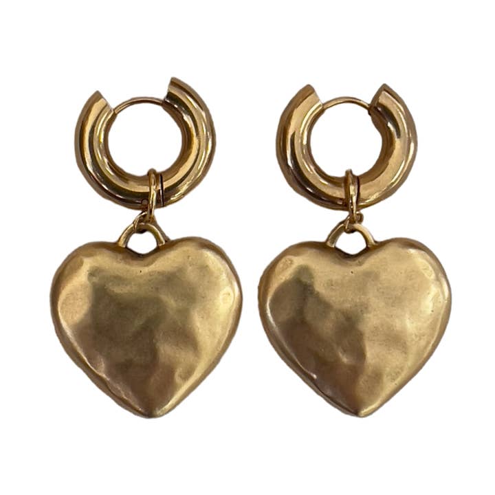 Cara Gold Heart Earrings for wholesale by sccollection