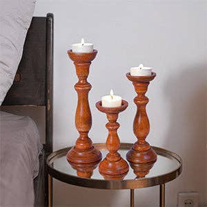 Mela Artisans - Wholesale Candle Holder - Tuli in Medium Polish Candle Holder Set of 36