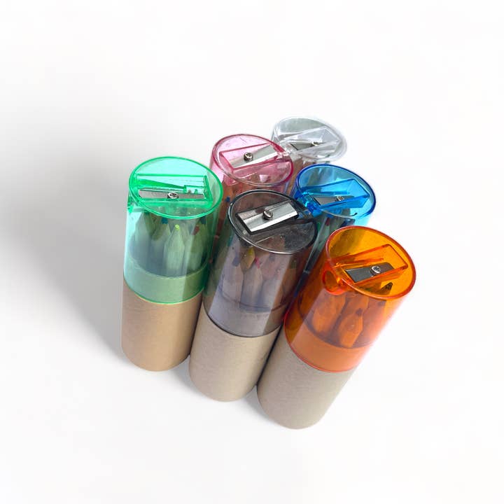 A Brighter Year - Wholesale Colored Pencil - Mini Travel Compact Colored Pencils with Built In Sharpener