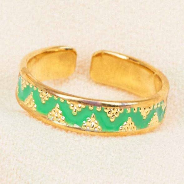 Anéis Corinthe Anel ajustável verde por atacado de Olivolga Bijoux