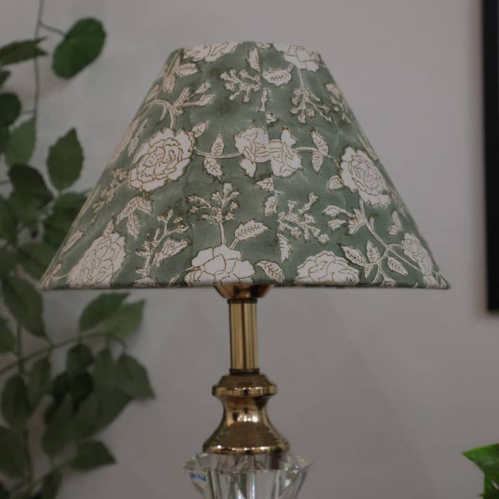 Block print linen Lampshade - Rameshwaram pour la vente par Fabdivine