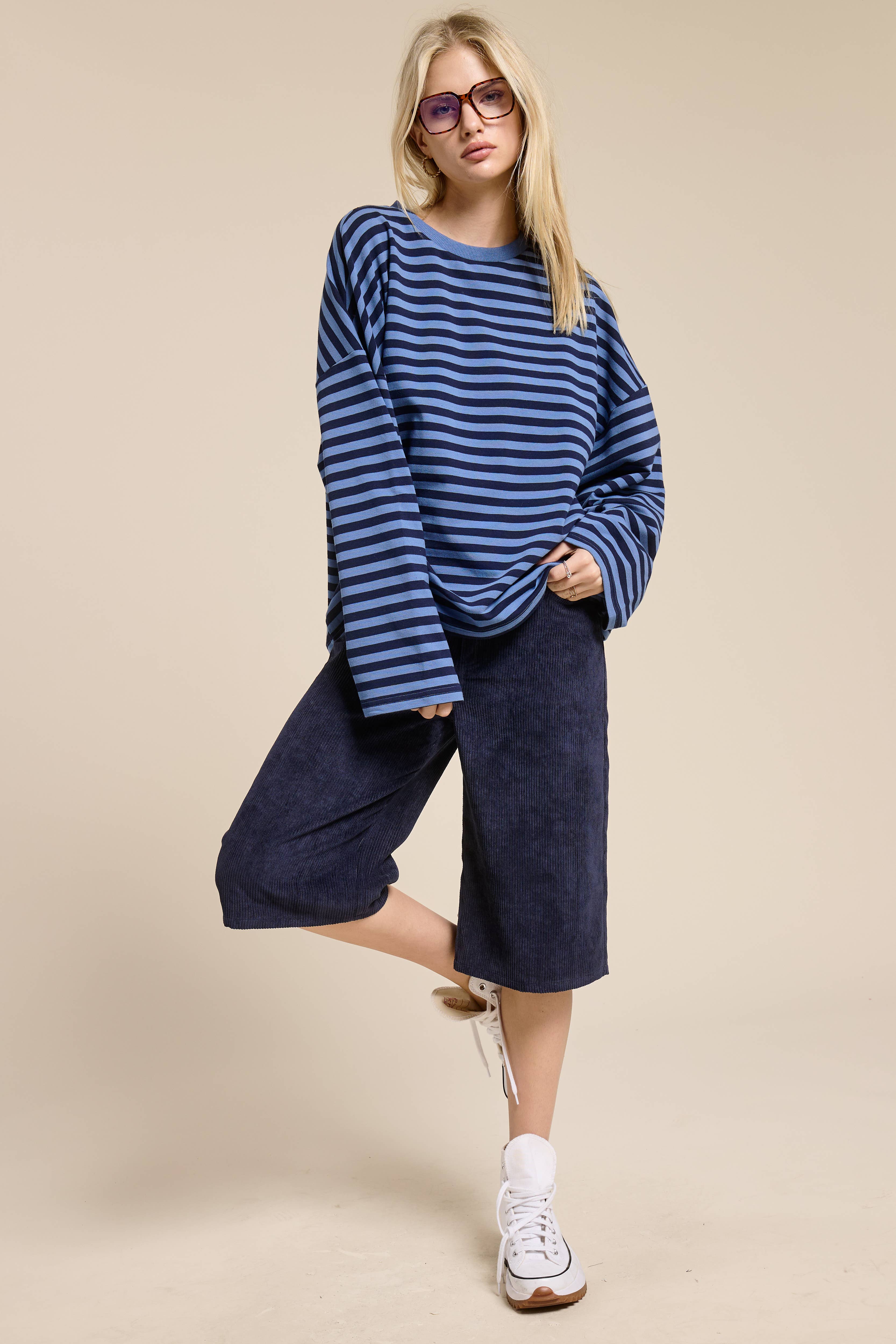 Mimosa - Wholesale Knit Top - Women's - Striped Terry Oversized Long Sleeve Top21