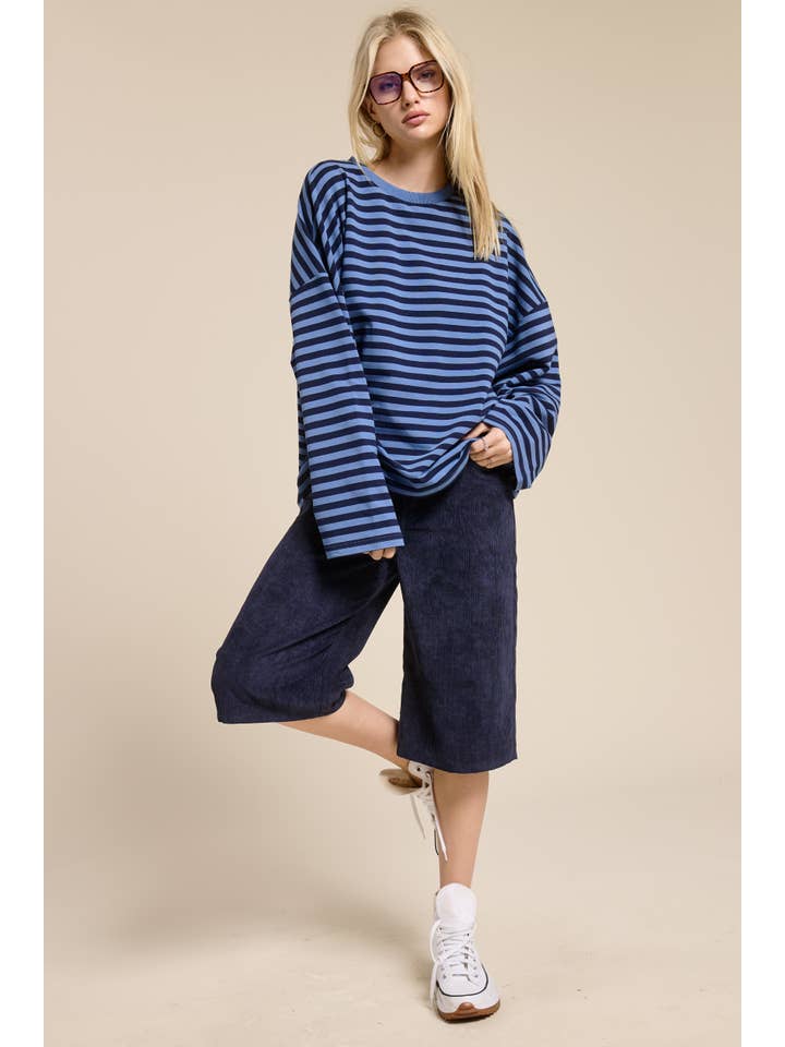 Mimosa - Wholesale Knit Top - Women's - Striped Terry Oversized Long Sleeve Top21