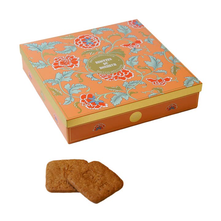 Speculoos Biscuits – Metal Tin "Biscuits of Happiness" 295g for wholesale by LA SABLESIENNE