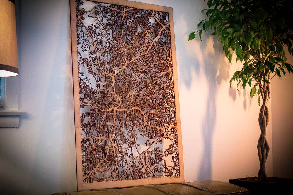 One Man One Garage - Wholesale Wall Accent - City Maps, Large 24x36" Perfect Housewarming Gift! Wooden Street Cutouts0