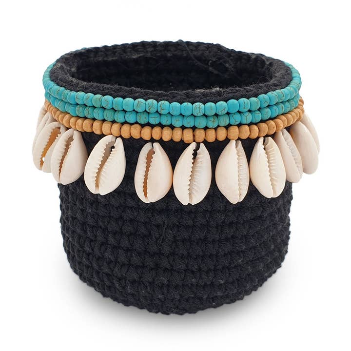 Crochet basket Cowrie Shells 1 line for wholesale by FERN