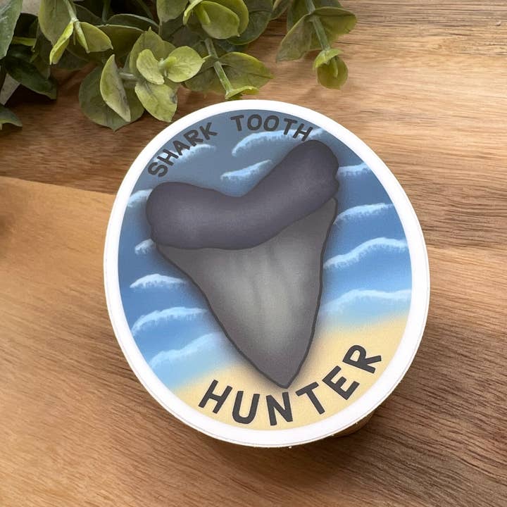 Shark Tooth Hunter Waterproof Sticker for wholesale by Crafted by Chris Co.