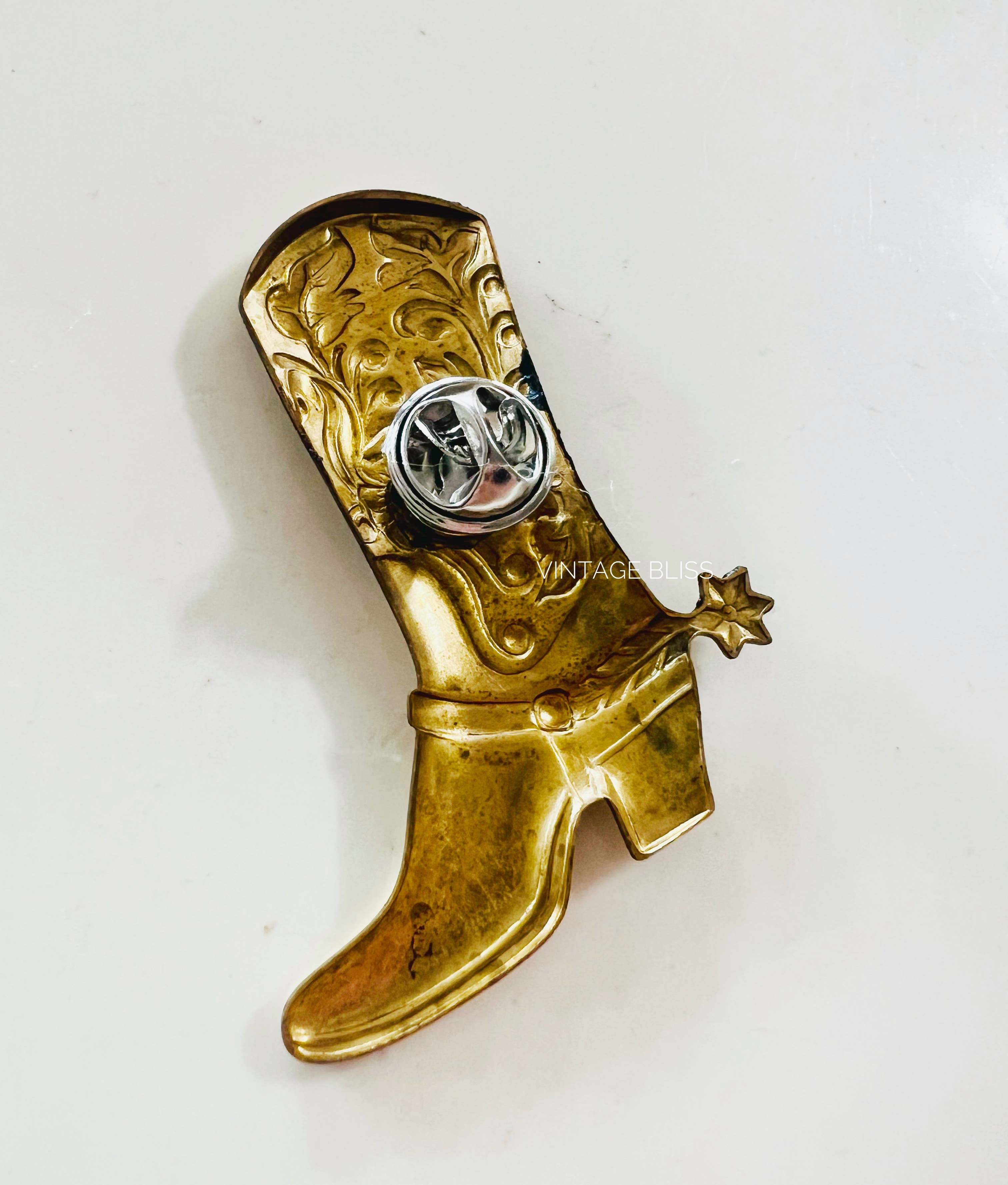 Vintage Bliss - Wholesale Hat Accessory - Women's - Western Aged Brass Cowboy Boot Hat Pin4
