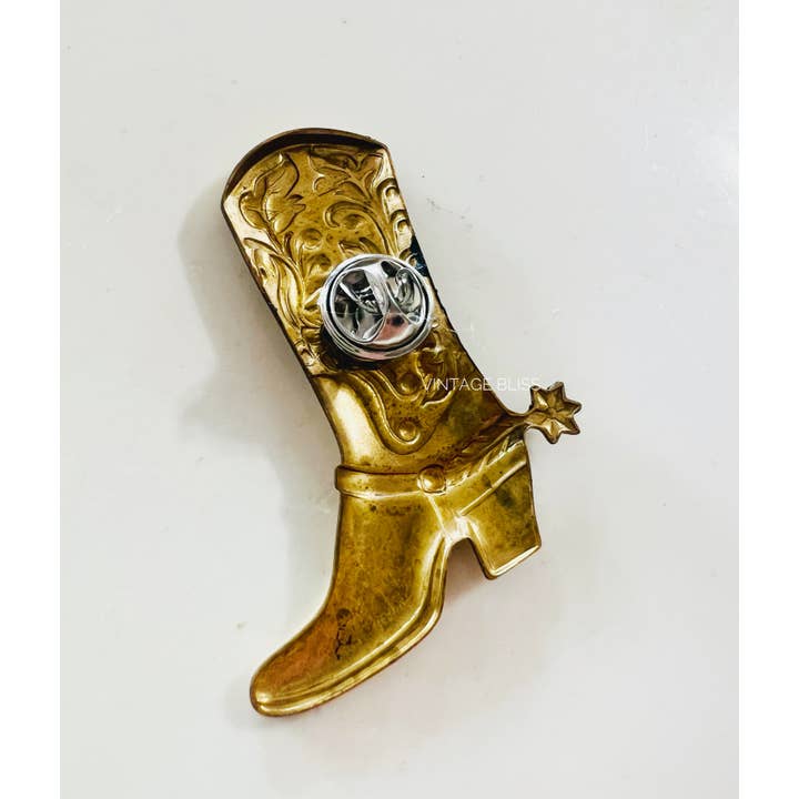 Vintage Bliss - Wholesale Hat Accessory - Women's - Western Aged Brass Cowboy Boot Hat Pin4
