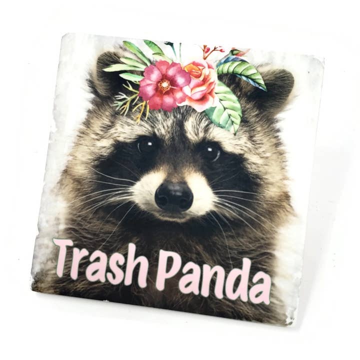 Sandstone "Thirsty Stone" Coaster - Trash Panda for wholesale by Candlelit Desserts