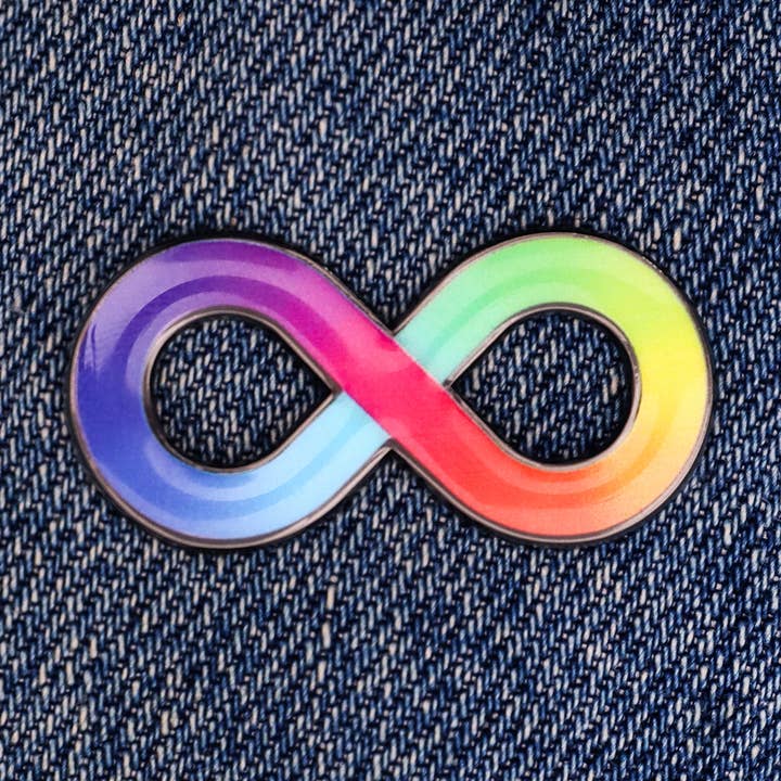Fluffmallow (Custom duties for USA are pre-paid by us) - Wholesale Lapel Pin/Button - Rainbow Infinity Neurodivergent Enamel Pin0