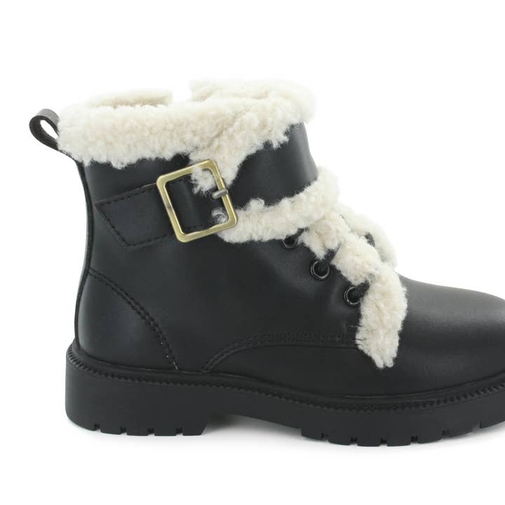 Hoova's Fur Lined Boot - Black Leather for wholesale by Hoo Shoes
