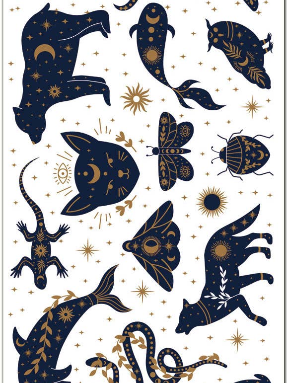 C190 Gold Foil Mystical Animal Stickers for wholesale by Violette Stickers