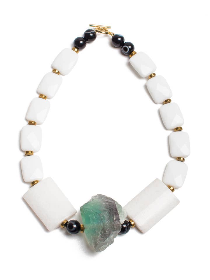Handgemaakte Edelsteen Ketting / Fluoriet en Agaat voor wholesale door MAISON ATLAS