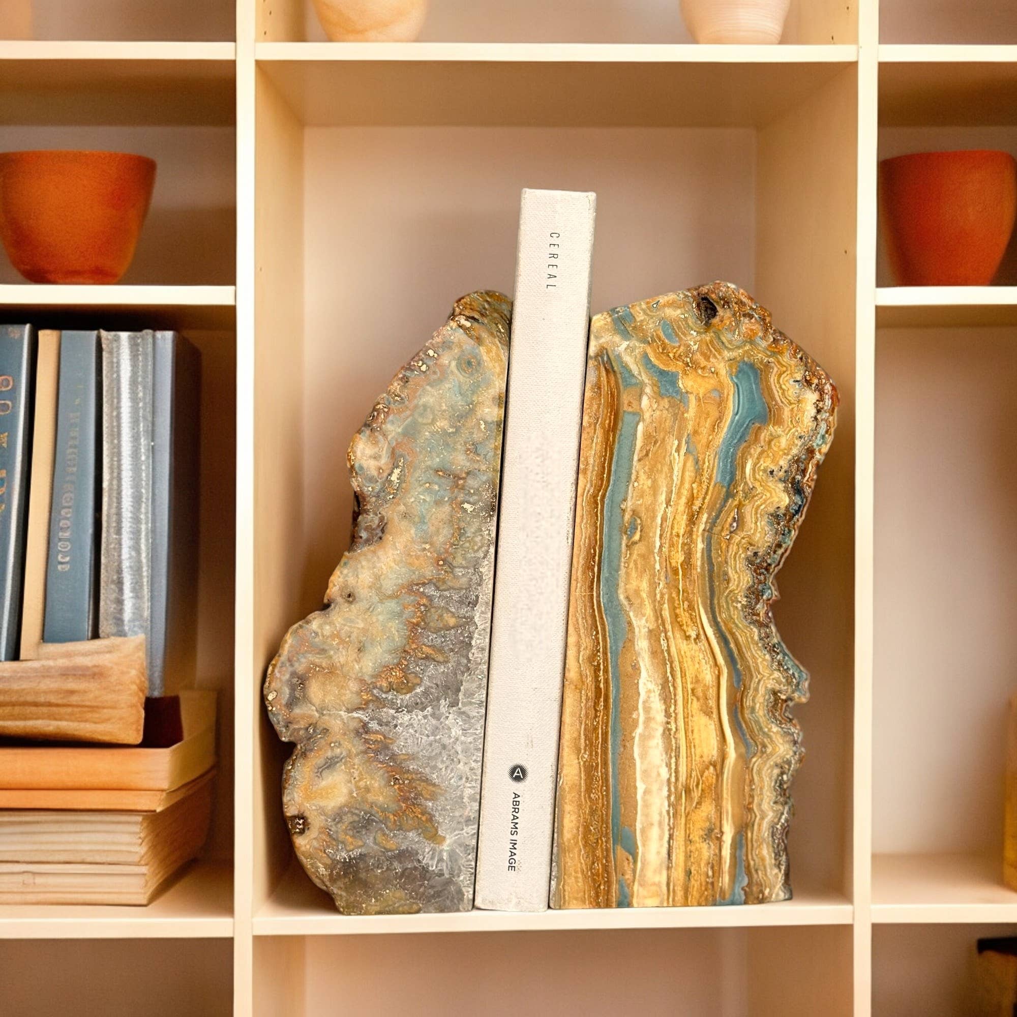 Deep Purple Project - Wholesale Ornament - Agate Geode Bookends, Large Natural Stone Pair8