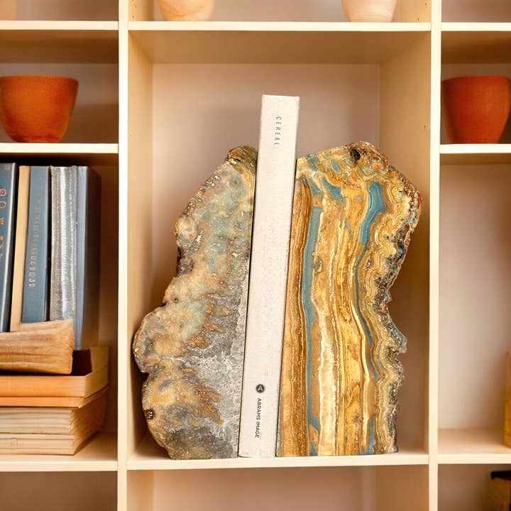 Deep Purple Project - Wholesale Ornament - Agate Geode Bookends, Large Natural Stone Pair8