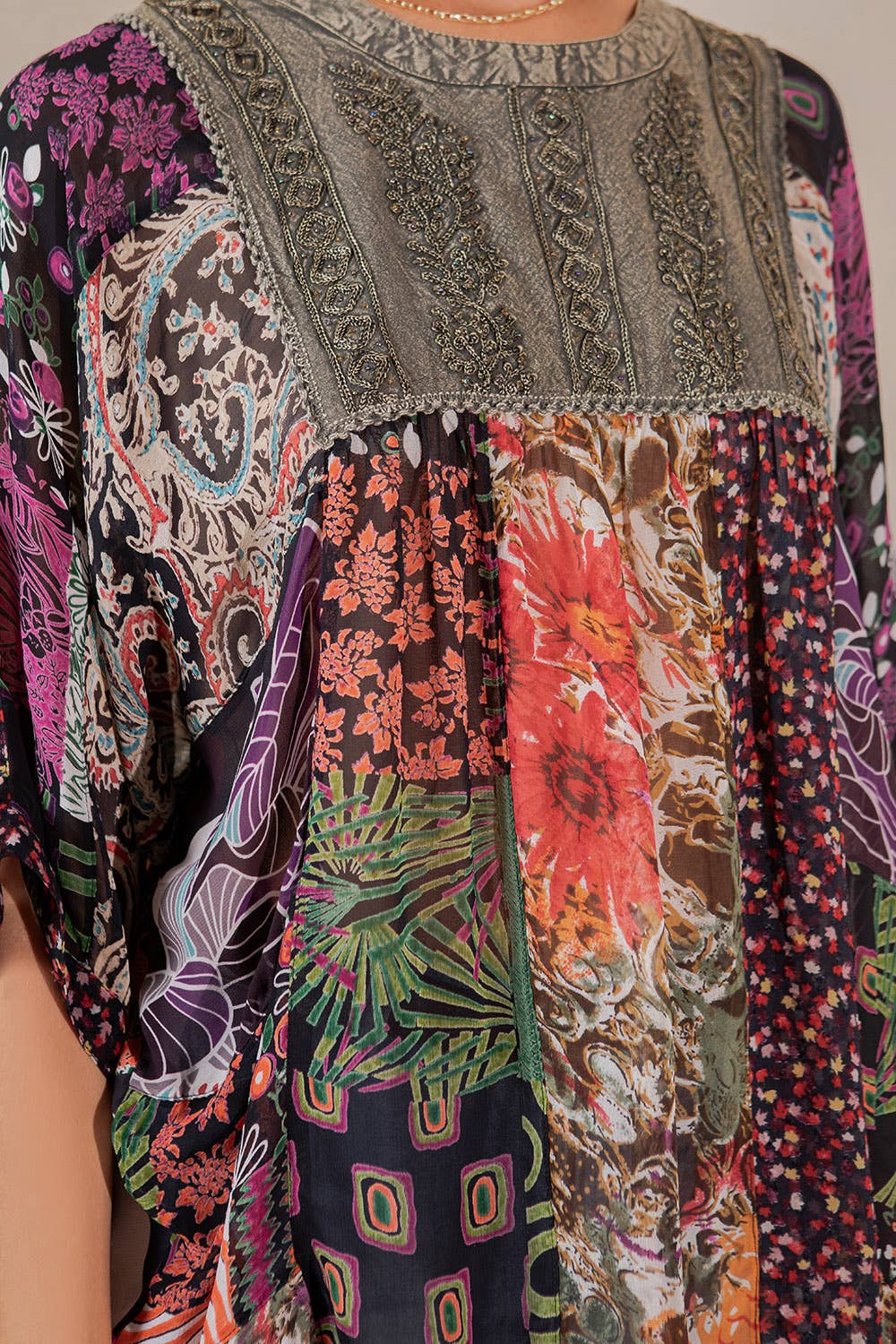 Young Threads - Wholesale Tunic - Women's - Bohemian: Tiered Patchwork Blouson Top11