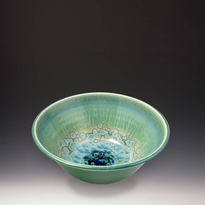 Ceramic Pottery Bowl Patina Green Crystalline (Small) for wholesale by Indikoi