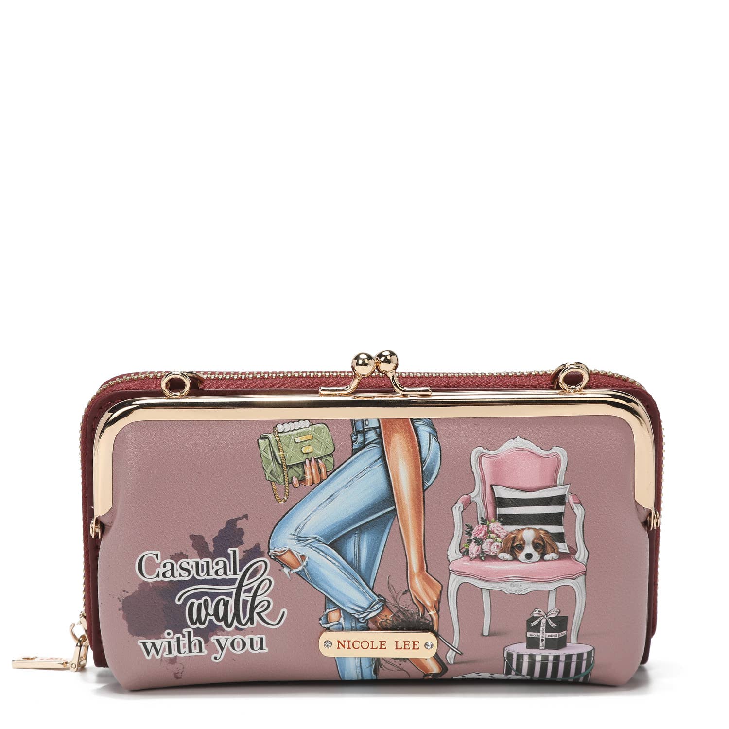 Nicole Lee USA - Wholesale Wallet - Women's - PRINTED KISS LOCK CROSSBODY WALLET8