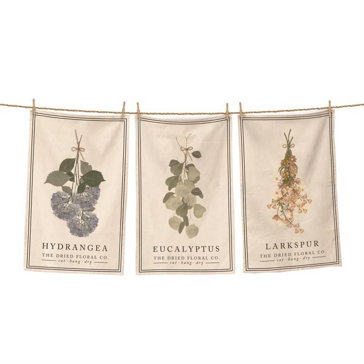 Audrey's Home & Gift - Wholesale Tea Towel - Tea Towels - Dried Floral Co (Pk/03 Ast)1