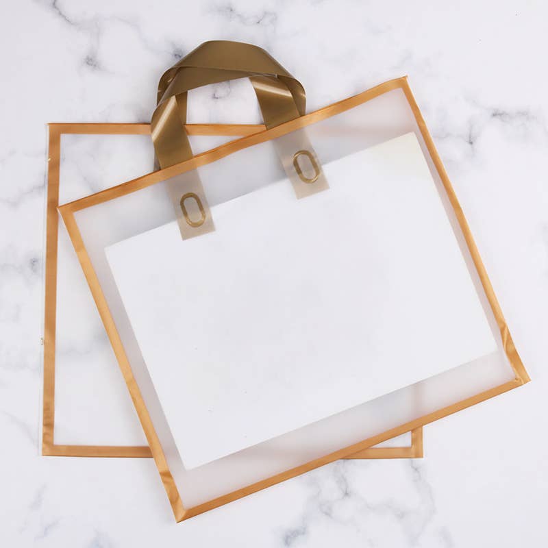 ByHome - Wholesale Gift Bag - 50pcs, 5 colors 12"x3"x10" frosted gold border EVA gift bag 2