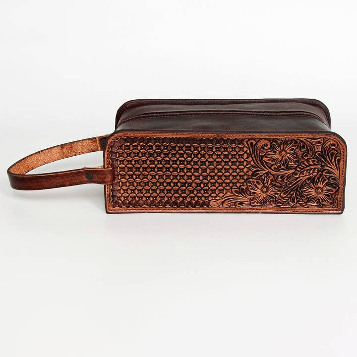 LS Western - Wholesale Toiletry bag – men's - ADBGZ165 Hand Tooled Leather Toiletry Bag - Western Dopp Kit for Travel & Grooming3