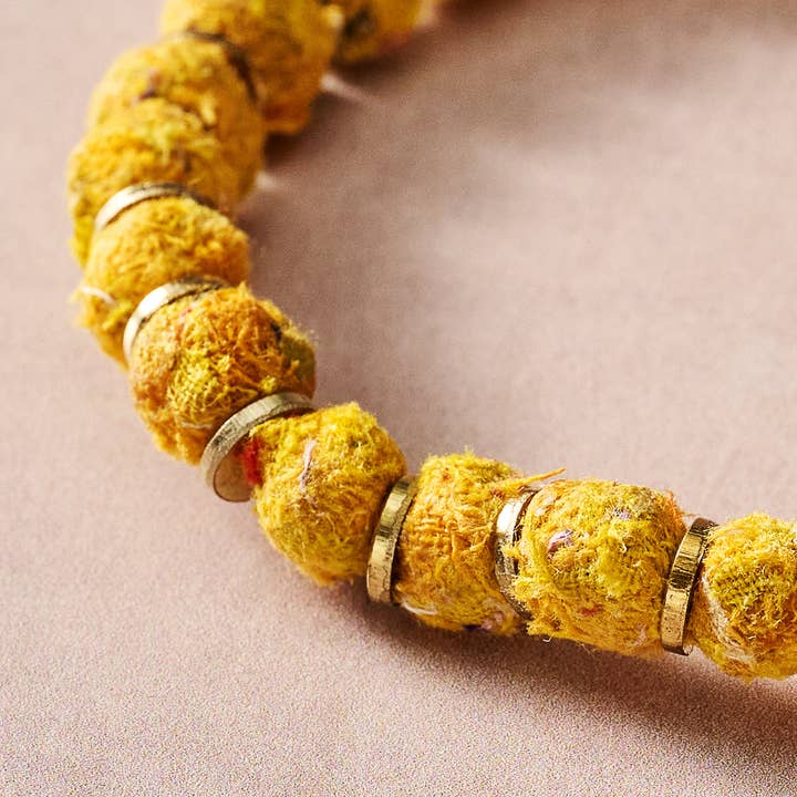 Ten Thousand Villages - Wholesale Beaded Bracelet - *Tashi Sari Beaded Bracelet - Saffron