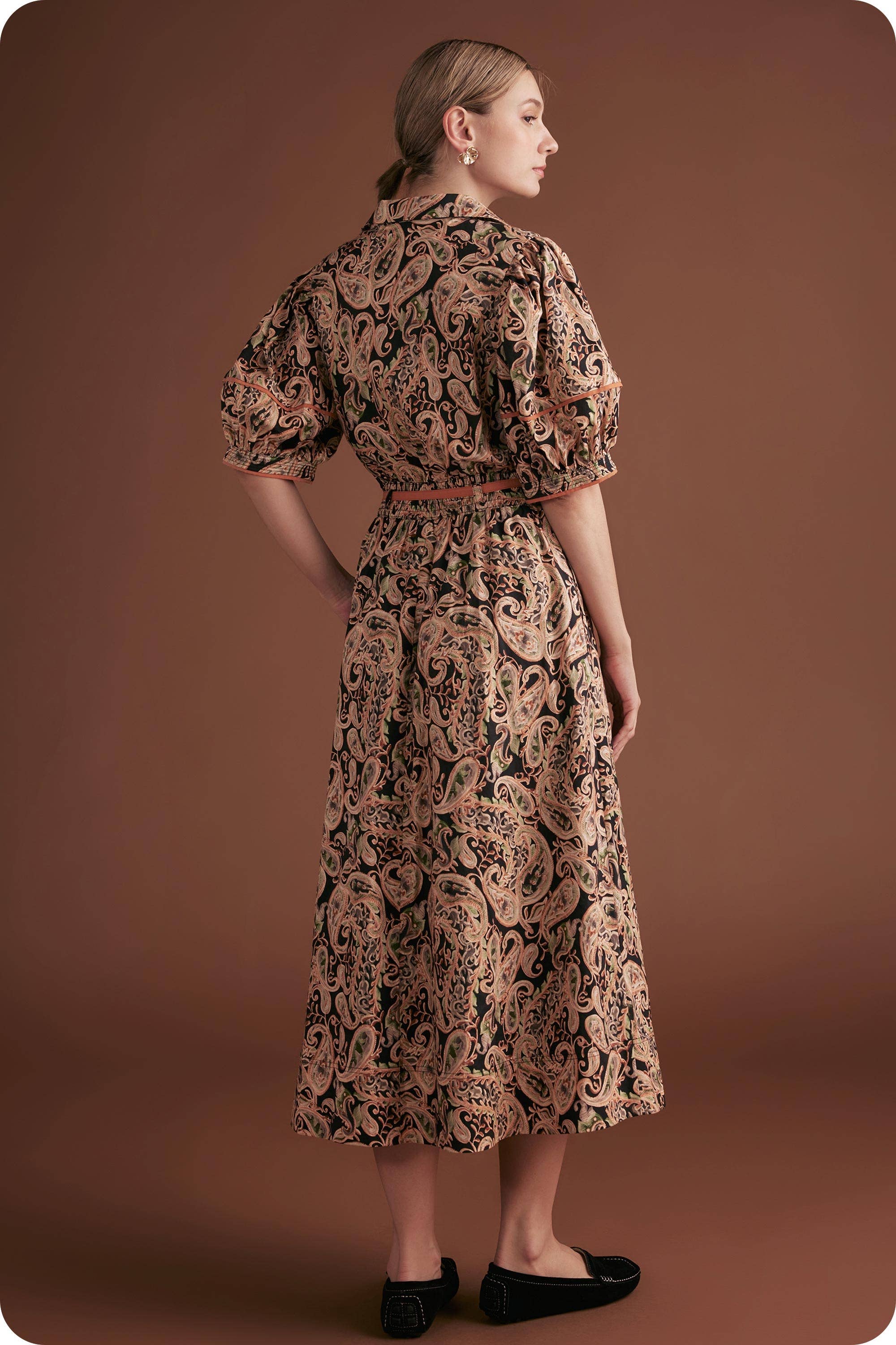 Black Multi Posh Paisley Printed Contrast Binding Top for wholesale on Faire7