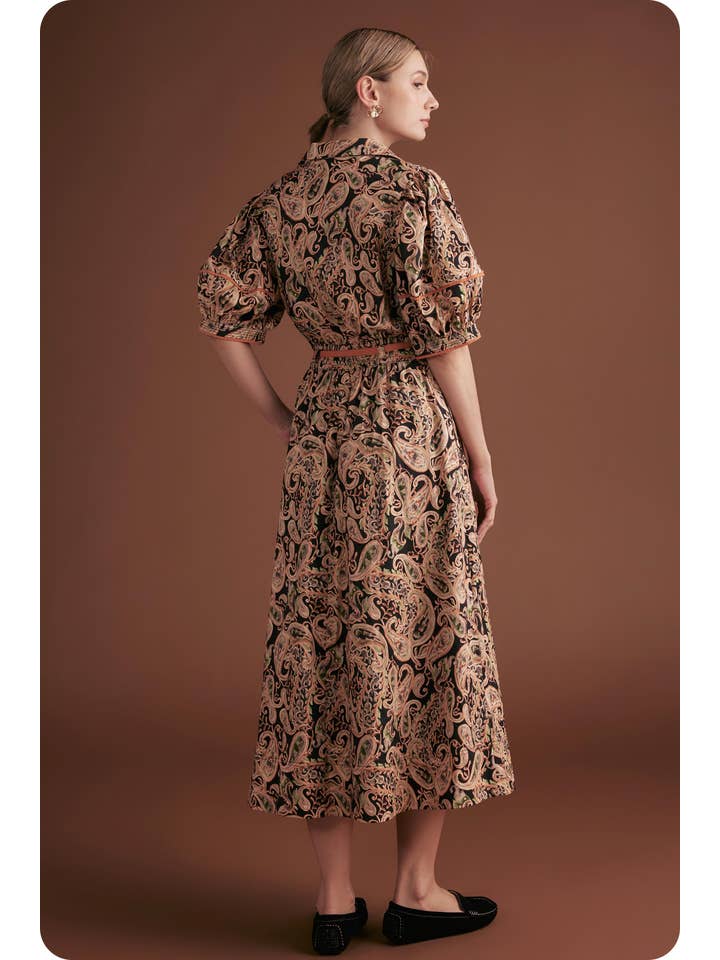 Black Multi Posh Paisley Printed Contrast Binding Top for wholesale on Faire7