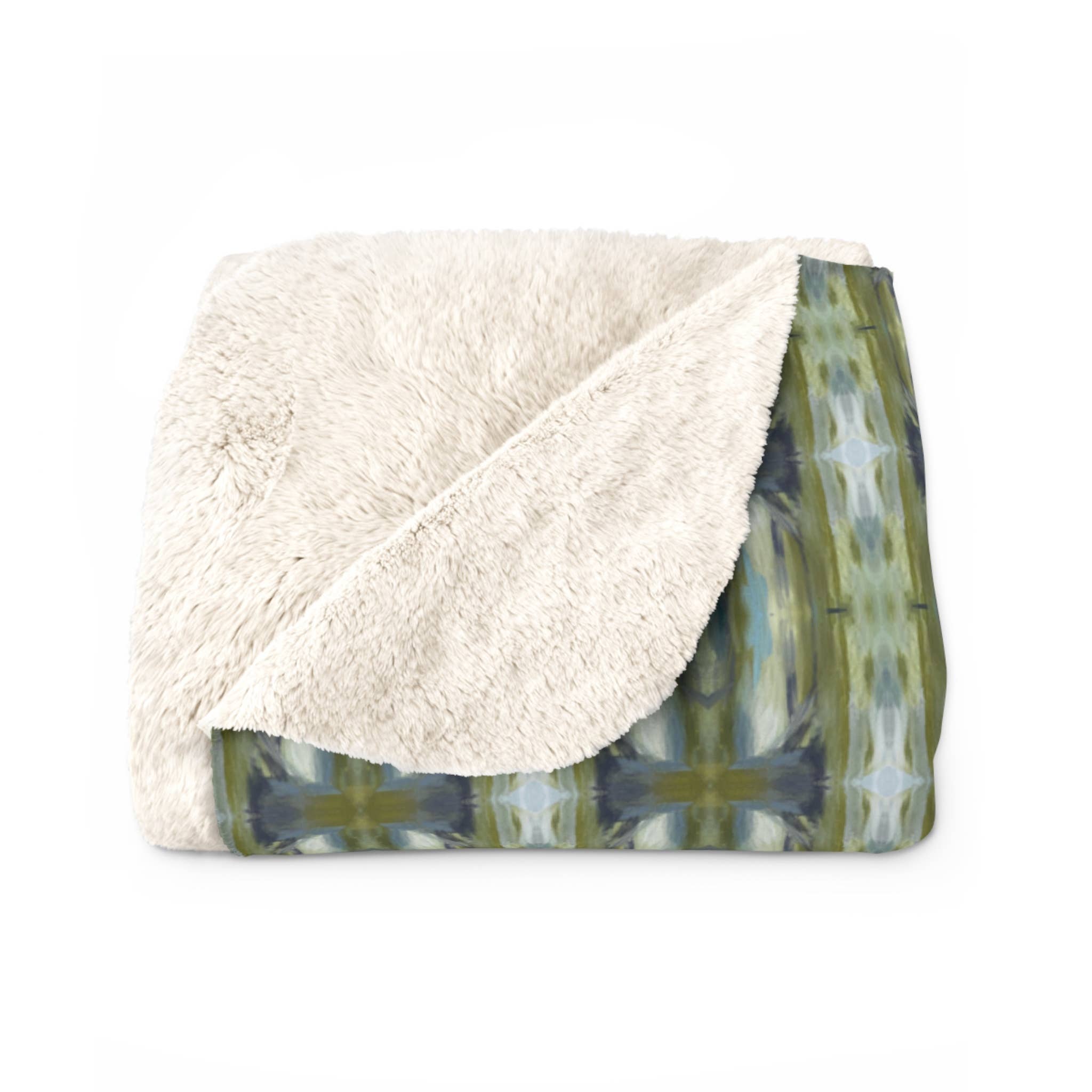 PALMER K Designs - Wholesale Throw Blanket - Sherpa Throw / Blanket: Green / Blue Geometric (TO/P10)4