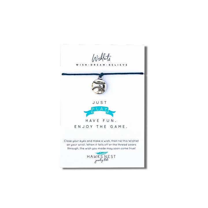 Baseball Wishlet for wholesale by Hawk's Nest Jewelry Studio