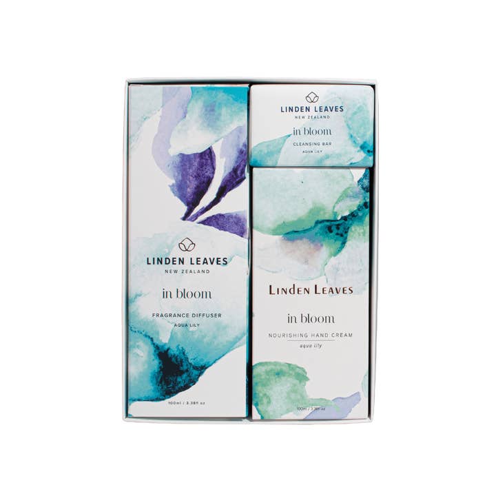Linden Leaves - Wholesale Bath & Body Set - Aqua Lily Hands & Home Gift Set