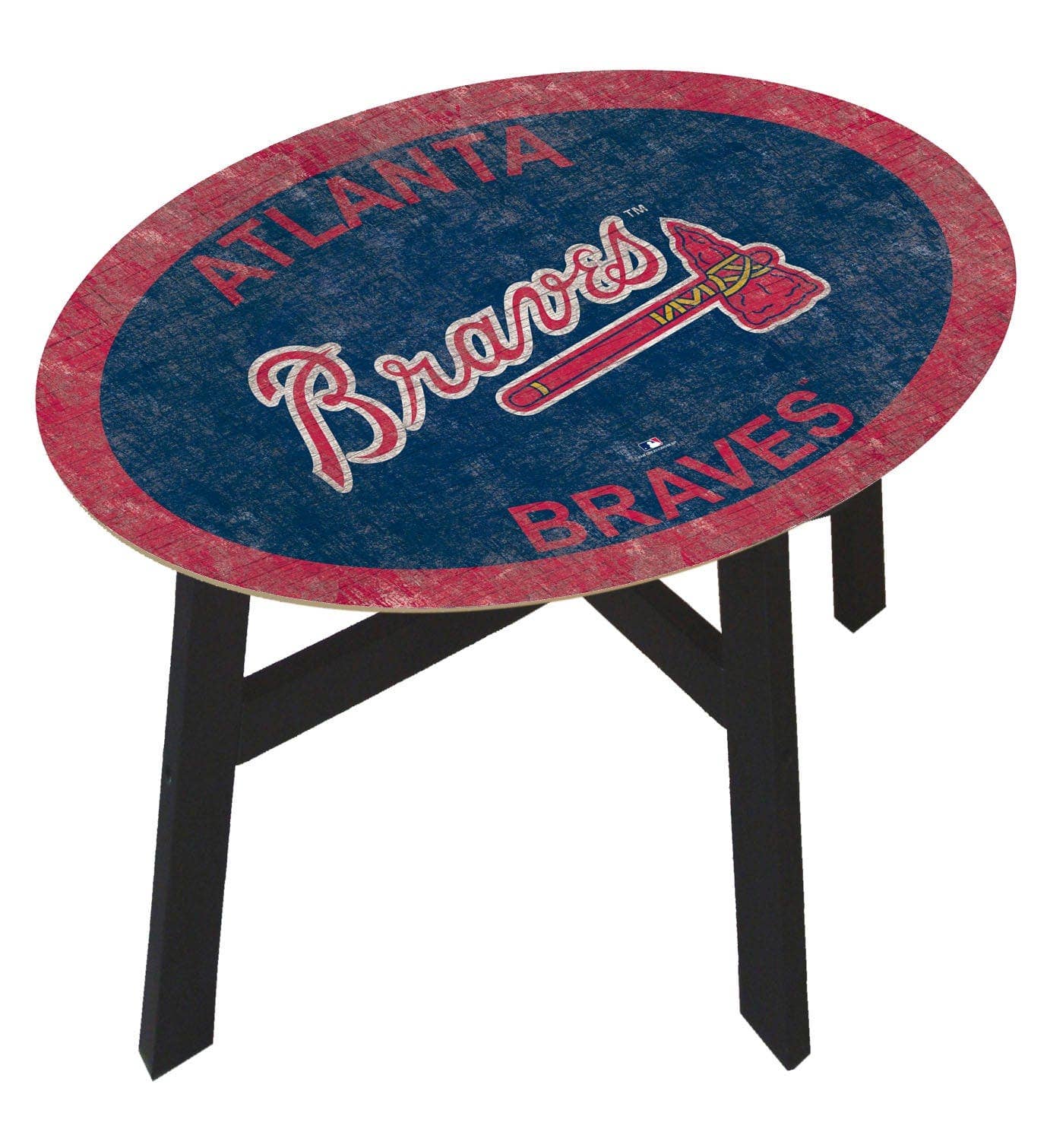 Fan Creations - Wholesale Side Table - Atlanta Braves  Distressed Side Table With Team Colors0