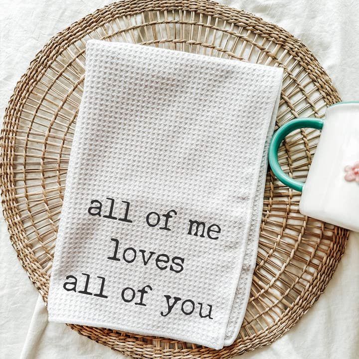 Toalha de chá Dia dos Namorados - All of Me Loves All Oof You por atacado de 521handmade