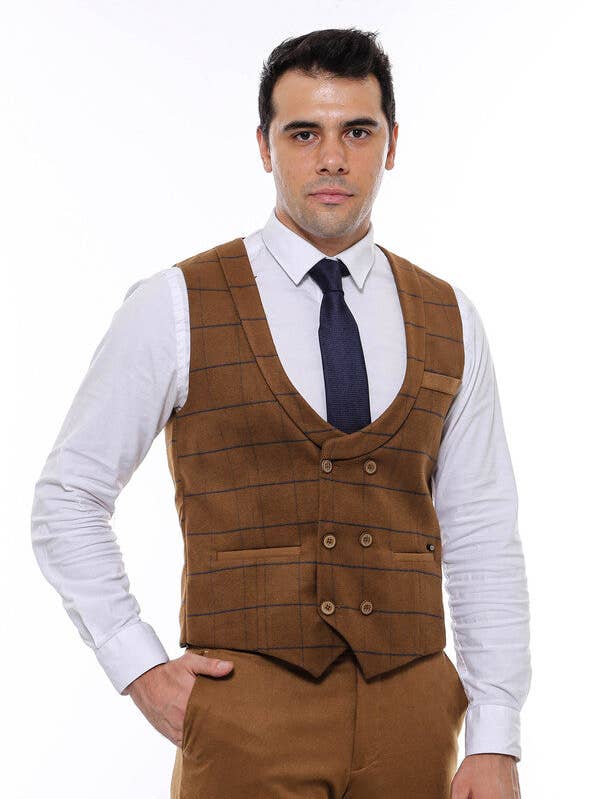 Colete xadrez Duplo Bronzeado Masculino - Wessi por atacado de Wessi