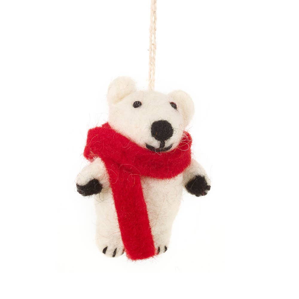 Felt So Good – wholesale Ornament – Hanging Felt Pedro Polar Bear Handmade Felt Decoration1