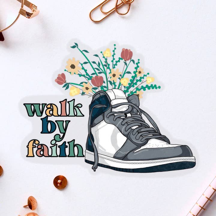 Walk by Faith Clear Vinyl Sticker voor wholesale door Stick With It Sticker Co